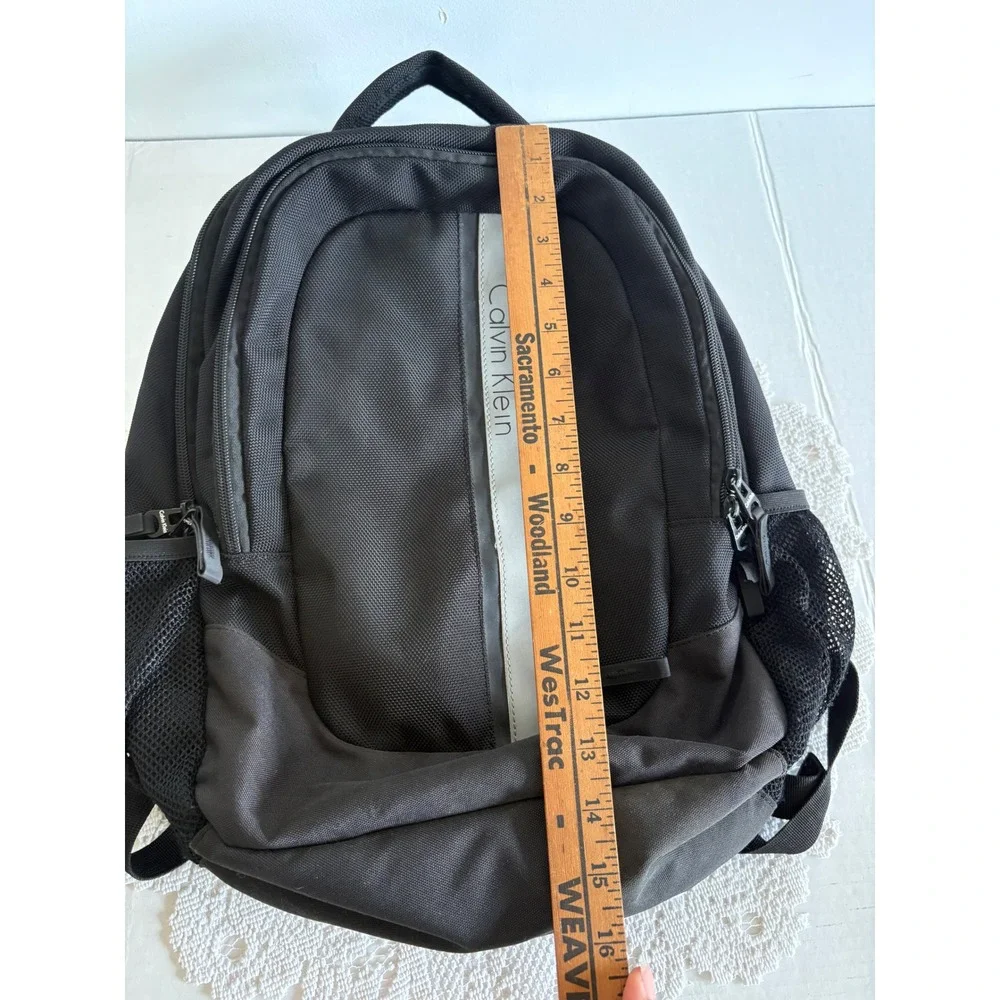 Calvin Klein Black Ballistic Nylon Laptop Backpack Reflective Logo utility bag